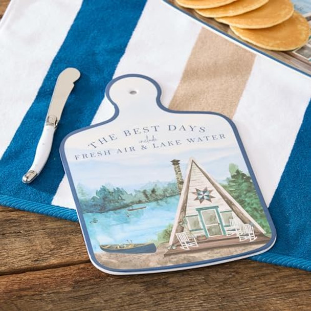 International Coastal Landscape Cheese Board With Knife Set 13.25-Inch Length For Everyday Use Kitchen Accessories Party Celebration