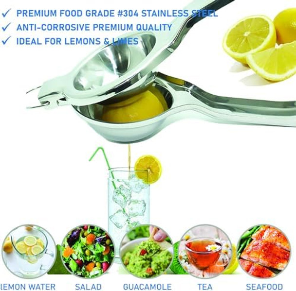 Ergonomic Lemon Lime Squeezer - Food-Grade Stainless Steel Juicer With Grooved Pressing Design Rust-Resistant & Easy To Clean Kitchen Gadget