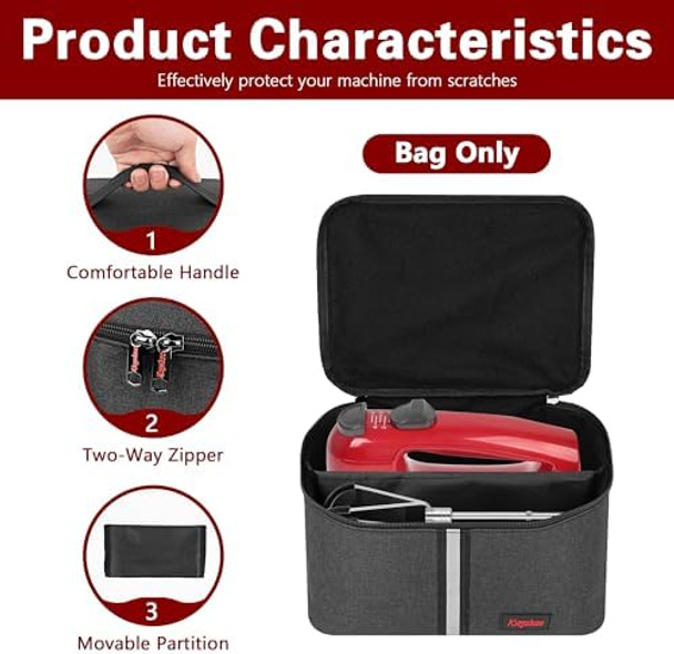 Hand Mixer Carrying Bag For Kitchenaid Mixers - Compatible With 5/6/7/9 Ultra Power Speed Models Travel Storage Box With Handle For Mixer Accessories (Case Only)-Dark Gray