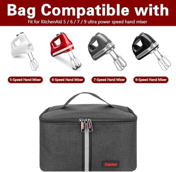 Hand Mixer Carrying Bag For Kitchenaid Mixers - Compatible With 5/6/7/9 Ultra Power Speed Models Travel Storage Box With Handle For Mixer Accessories (Case Only)-Dark Gray