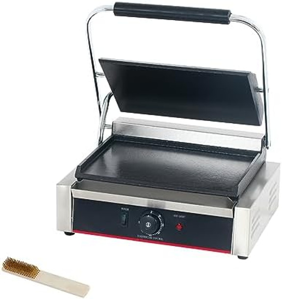 Commercial Panini Press With Grooved Grill Sandwich Maker Machine Electric Contact Grill Single (Single Grooved Top&Smooth Bottom) Commercial Panini Press With Grooved Grill Sandwich Maker Machine Electric Contact Grill Single (Single Grooved Top&Smooth Bottom)