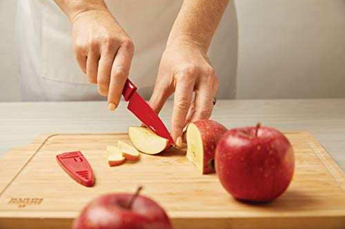 Kuhn Rikon Colori Non-Stick Straight Paring Knife With Safety Sheath 4 Inch/10.16 Cm Blade Pink