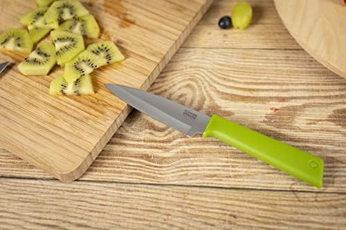 Kuhn Rikon Colori+ Classic Non-Stick Straight Paring Knife With Safety Sheath 4 Inch/10.16 Cm Blade Green