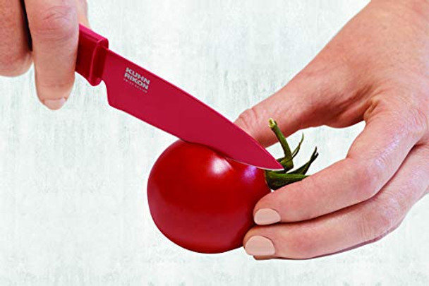 Kuhn Rikon Colori Non-Stick Straight Paring Knife With Safety Sheath 4 Inch/10.16 Cm Blade White