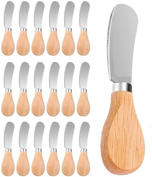 18Pcs Wooden Handle Butter Spreader Knives Set – Stainless Steel Cheese Spreader For Charcuterie Board Cheese Knife Set For Butter Jam Pastry Cocktail Knives And Kitchen Accessories (18)