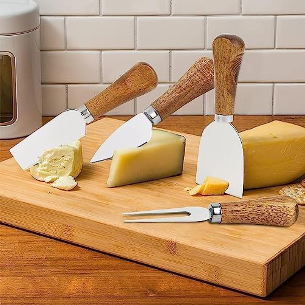 18Pcs Wooden Handle Butter Spreader Knives Set – Stainless Steel Cheese Spreader For Charcuterie Board Cheese Knife Set For Butter Jam Pastry Cocktail Knives And Kitchen Accessories (18)