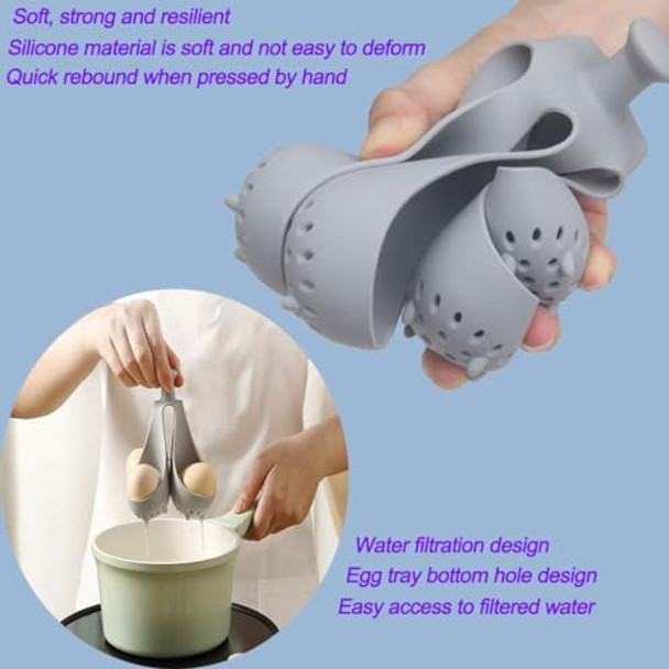 Egg Boiler Rack standing Egg Boileregg Cooker For Making Soft Or Hard Boiled Eggs Holds 10 Eggs-Resistant Silicone Egg Cooker With Drainage & Handle Flexible Washable Egg Gadgets