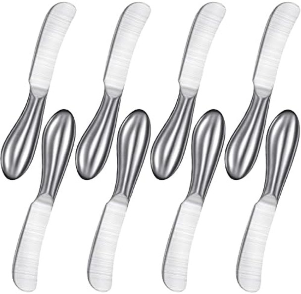 Mudder 8 Pieces Butter Knives Cheese Spreader Knife Stainless Steel Butter Spreader Utensils For Cheese Jam Pastry Making