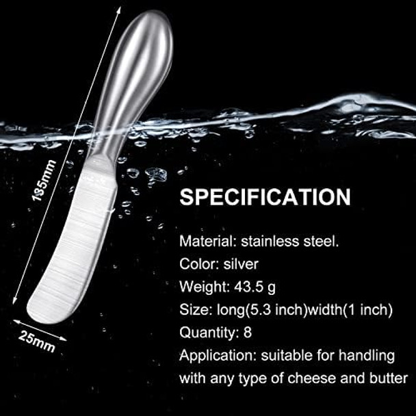 Mudder 8 Pieces Butter Knives Cheese Spreader Knife Stainless Steel Butter Spreader Utensils For Cheese Jam Pastry Making