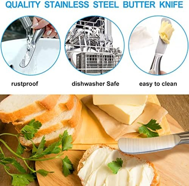 Mudder 8 Pieces Butter Knives Cheese Spreader Knife Stainless Steel Butter Spreader Utensils For Cheese Jam Pastry Making