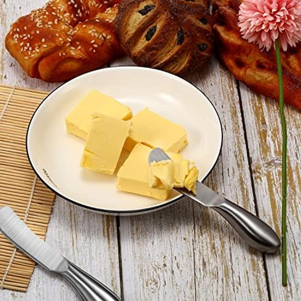 Mudder 8 Pieces Butter Knives Cheese Spreader Knife Stainless Steel Butter Spreader Utensils For Cheese Jam Pastry Making