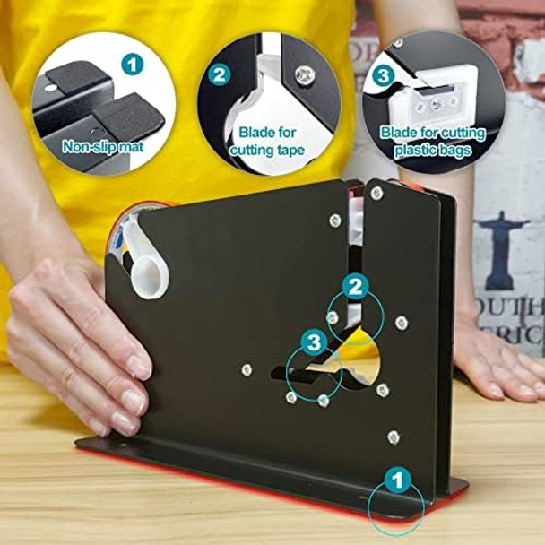 Steel Tape Bag Sealer Machine With Trimmer Blade Heavy Duty Metal Produce Bag Sealing Taper Dispenser Ideal For Ground Meat Packaging System Steel Tape Bag Sealer Machine With Trimmer Blade Heavy Duty Metal Produce Bag Sealing Taper Dispenser Ideal For Ground Meat Packaging System