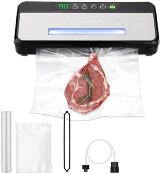 Moist/Dry Vacuum Food Sealer For Food Storage 11.8'' Cutter Up To 20 Feet Roll Storage Countdown Assistant And Visual Window 5 Food Modes For Prep Food