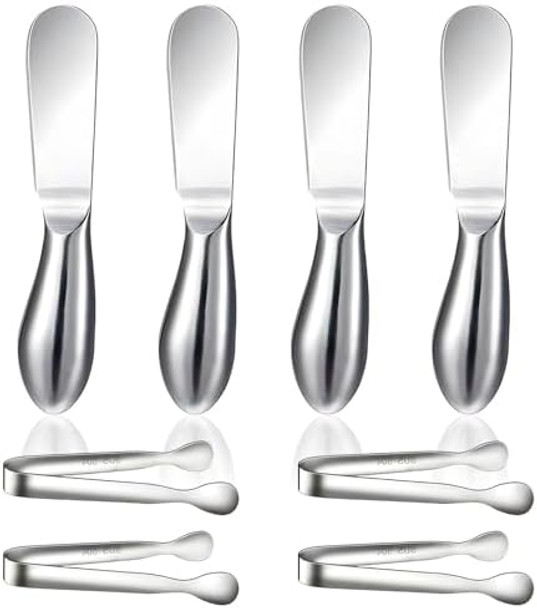 Spreader Knife Set8-Piece Cheese And Butter Spreader Knivesmini Serving Tongsstainless Steel Multipurpose Butter Knives Used For Cheese Cold Butter Jam And Other Kitchen Daily
