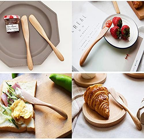 Sanrich 10Pcs Wood Spreaders Butter Tableware Knifes For Cheese Sandwiches Breakfast Homemade Marmalade The Jar Of Jelly Pesto (Burlywood)
