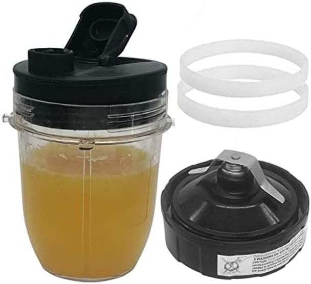 Replacement Flat/Milling Blade And 12Oz Cup With Spout Lid，Compatible With Ninja Nutri-Blender Pro With Auto-Iq1100-Wattbn400Bn401Cl401Acl405Cobn750Bn800(7Fins Male Gear/30 Series)