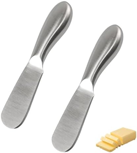 2 Pcs Butter Knife Set - Stainless Steel Multipurpose Spreader Knife Set For Butter Condiments Cheese Charcuterie Board Jam Pastry Making