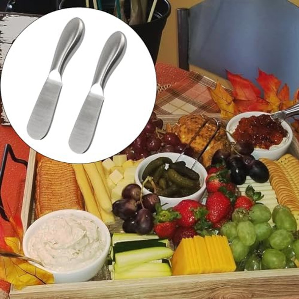 2 Pcs Butter Knife Set - Stainless Steel Multipurpose Spreader Knife Set For Butter Condiments Cheese Charcuterie Board Jam Pastry Making