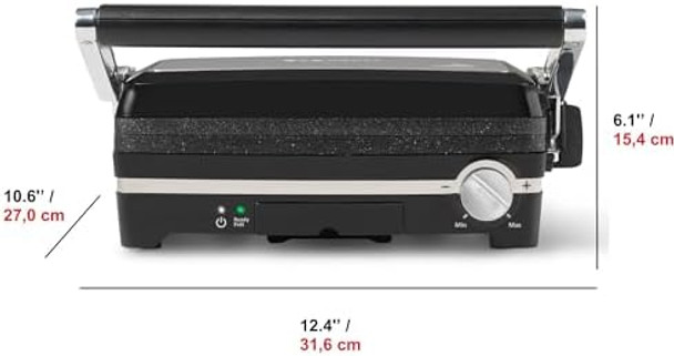 Starfrit The Rock Panini Press - Rock.Tec Non-Stick Reversible Plate - Opens 180 Degrees - Adjustable Temperate Control