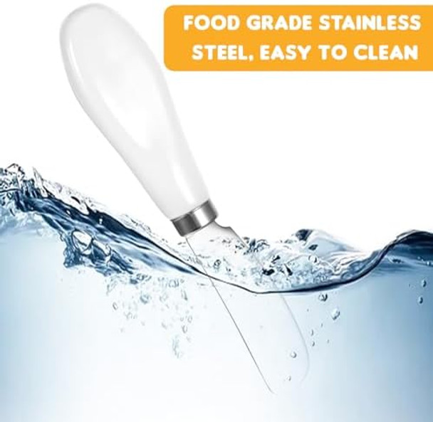 2 Pcs Butter Knife Cheese Spreader Knives 5 Inch Butter Knife With White Porcelain Handle Wide Blade Cheese Spreader For Cutting Spreading Butter Cheese