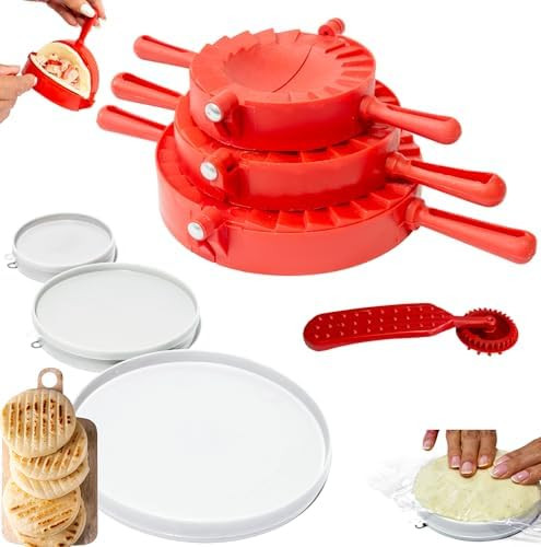 Latin Cuisine Kit With Empanada Maker Press (3 Sizes) + Pasta Cutter + Molde Para Arepas (3 Sizes) - Molde Para Empanadas Also Ideal For Quesadilla Crimper Dumpling Wrappers Tortillas Pierogies