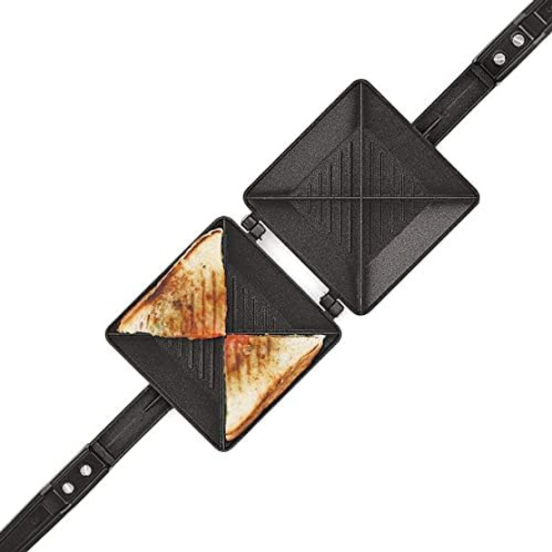 Sandwich Maker Gas Stove Top Toaster Nonstick Coating Hot Sandwich Maker Quadra 4 Cut Panini Maker Hand Toaster Size 12.5 X 4.5 X 1 Inch