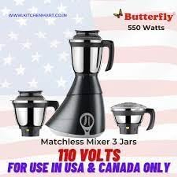 Butterfly Matchless Mixer Grinder 550 Watts 110 Votls For Use In Usa & Canada Only