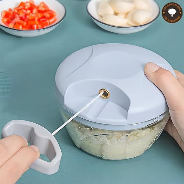 Manual Vegetable Cutter Chopper Hand Pull String Fruit And Vegetable Chopper And Mincer Stainless Steel Blades Bpa (Green 500Ml) Vs-04