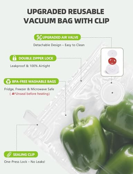 Vacuum Sealer Bags Reusable Vacuum Zipper Bag Bpa Heavy Duty Vacuum Storage Bag For Food Small Size 15 Bags