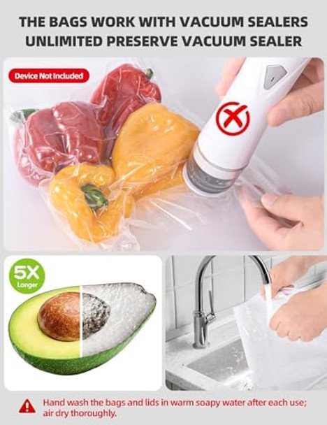 Vacuum Sealer Bags Reusable Vacuum Zipper Bag Bpa Heavy Duty Vacuum Storage Bag For Food Small Size 15 Bags