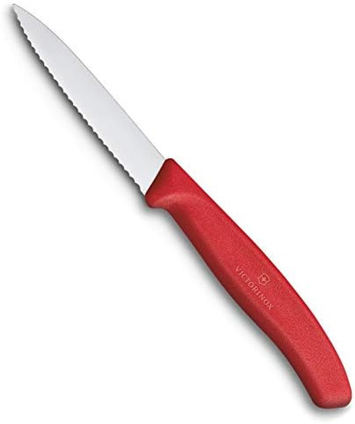 Victorinox Vic-6.7631 Swiss Classic Paring 3¼"" Serrated Spear Point Blade 5/8"" Width At Handle Red Multicolor M