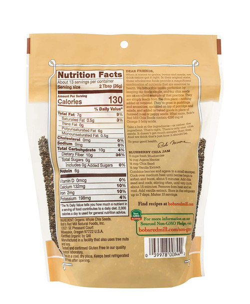 Bob's Red Mill Resealable Organic Chia Seeds 12 Ounce Pack of 2
