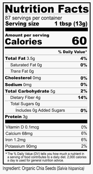 Anthony's Organic Chia Seeds  2.5 lb  Gluten Free  Vegan  Keto Friendly