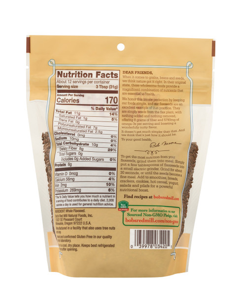 Bobs Red Mill Brown Flaxseeds 13oz Pack of 1 Non GMO Gluten Free Vegan Paleo Friendly Raw Sproutable Kosher