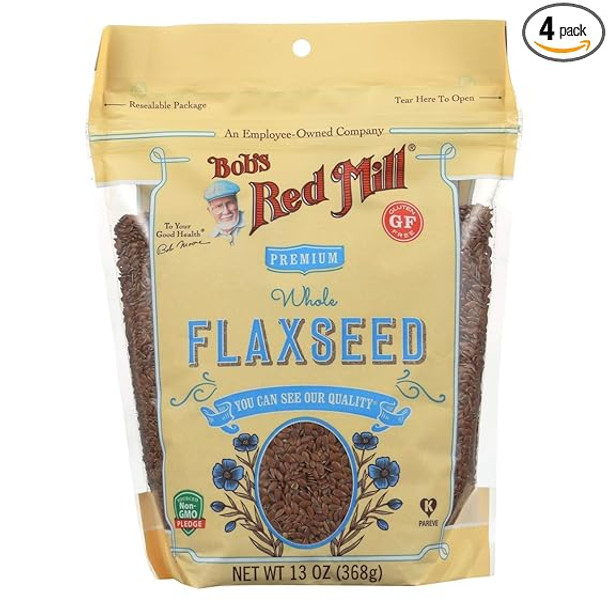 Bobs Red Mill Golden Flaxseeds 13oz Pack of 4 Non GMO Vegan Paleo Friendly Raw Sproutable Kosher