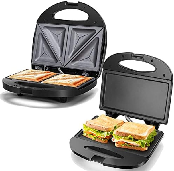 Aigostar Sandwich Maker Electric Panini Press Grill With Nonstick Plates Double-Sided Heating Deep Grid Sandwich Press Indicator Lights Compact Electric Grill For Sandwich Egg Ham Steaks
