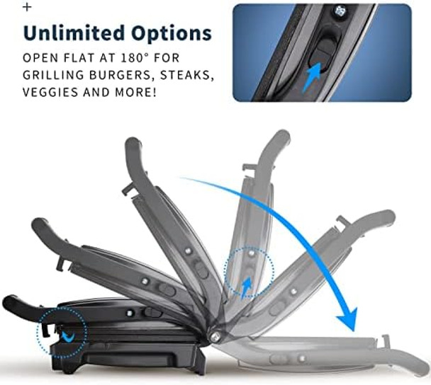 Aigostar Sandwich Maker Electric Panini Press Grill With Nonstick Plates Double-Sided Heating Deep Grid Sandwich Press Indicator Lights Compact Electric Grill For Sandwich Egg Ham Steaks