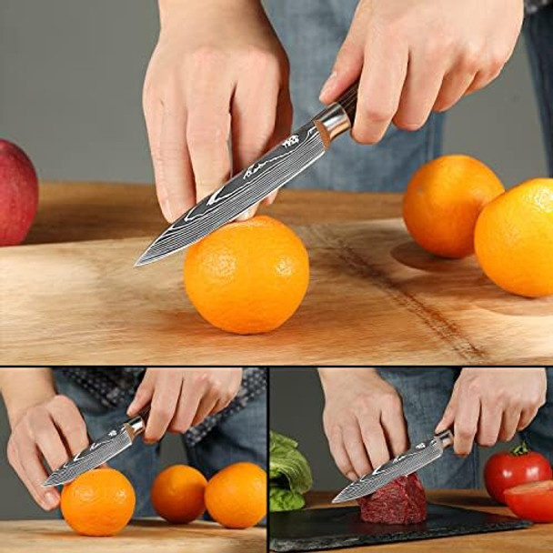 Paring Knife Set 3.5'' Fruit Knife And 5'' Utility Knife Sharp High Carbon Stainless Steel Small Kitchen Knives Forged Peeling And Vegetable Cutting Knives With Box