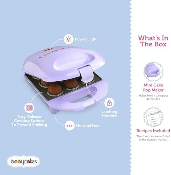 Mini Cake Pop Maker By Select Brands - Easy-To-Use Machine - Recipes Included - Non-Stick Coating Non-Skid Feet & Power Light - Makes 9 Cake Pops Mini Cake Pop Maker By Select Brands - Easy-To-Use Machine - Recipes Included - Non-Stick Coating Non-Skid Feet & Power Light - Makes 9 Cake Pops