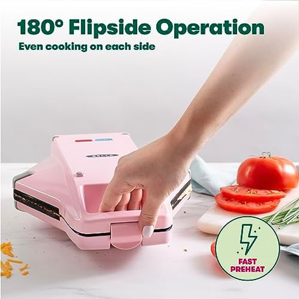Bella Bubble Waffle Maker For Hong Kong Style Breakfast Dessert 9" Waffles Non-Stick Iron Plates For Easy Cleaning And Food Release Cone Rack Included Pink