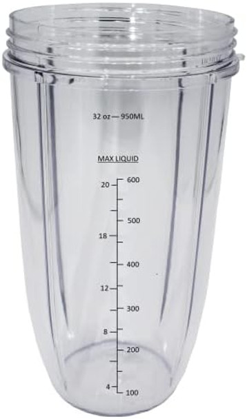 Blendin Replacement 32 Ounce Extra Large Colossal Cup JarCompatible With Nutribullet 600W 900W Nb-101B Nb-101S Nb-201 Nbr-0601 Nbr-1201 Nb9-1301 900 Pro Series Blenders Juicers