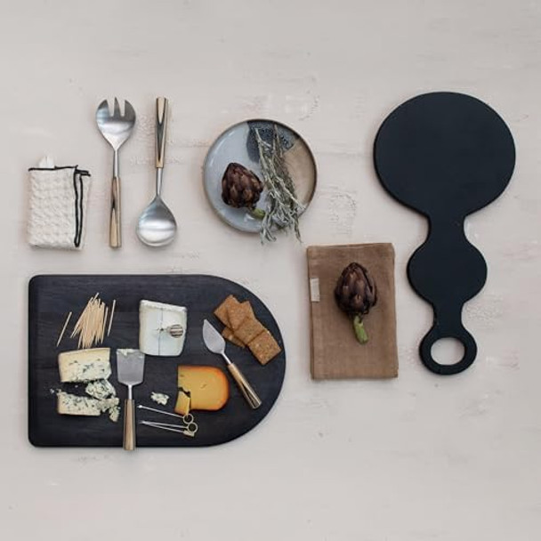 Bloomingville Stainless Steel Utensils With Oak Wood Handles Gold Finish Set Of 3 Cheese Knives 5" L X 2" W X 1" H Natural Bloomingville Stainless Steel Utensils With Oak Wood Handles Gold Finish Set Of 3 Cheese Knives 5" L X 2" W X 1" H Natural