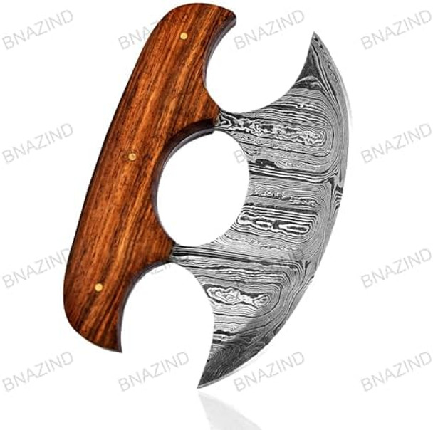 Damascus Alaskan Ulu Knife With Sheath Handmade 6" Alaska Knives Pizza Cutter Rocker Knife Mezzaluna Knife With Sheath Damascus Knives For Skinning