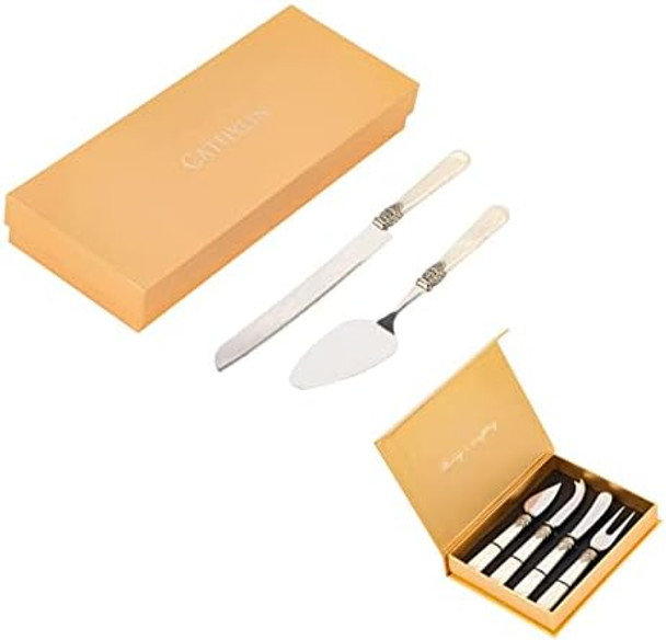 Reverie Collection Wedding Cake Knife And Server Set And 4-Piece Cheese Tool Set Reverie Collection Wedding Cake Knife And Server Set And 4-Piece Cheese Tool Set