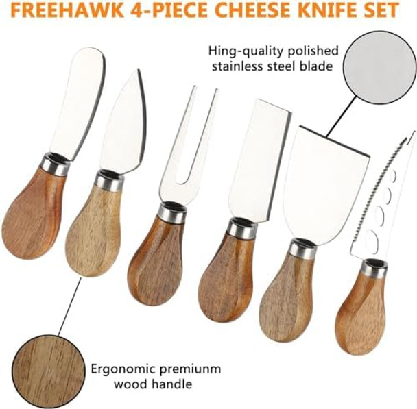 Charcuterie Boards Accessories Stainless Steel Cheese Knife Set Of 21 Wooden Handle Cheese Spreader Knives With Mini Serving Tongs Spoons Forks