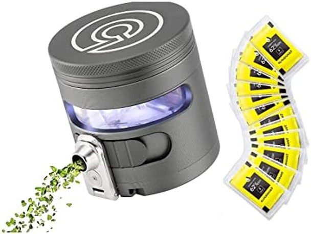 Tectonic9 Herb Grinder W/Automatic Electric Herbal Dispenser Large 2.5" With 62% 2-Way Humidity Regulator 12 Pack