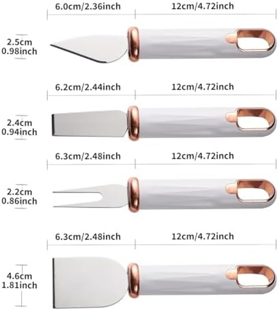 4 Pcs Cheese Knives Set Stainless Steel Soft Cheese Knife Fork Parmesan Flat Cheese Knife For Charcuterie And Cheese Spread (Black)