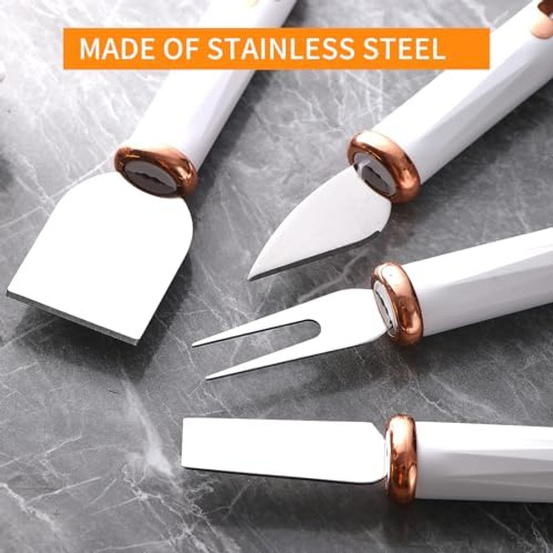 4 Pcs Cheese Knives Set Stainless Steel Soft Cheese Knife Fork Parmesan Flat Cheese Knife For Charcuterie And Cheese Spread (Black)