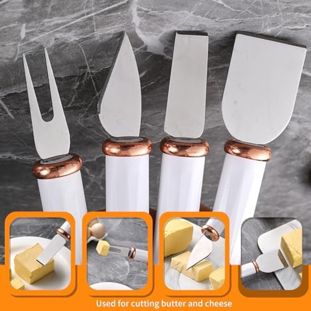 4 Pcs Cheese Knives Set Stainless Steel Soft Cheese Knife Fork Parmesan Flat Cheese Knife For Charcuterie And Cheese Spread (Black)