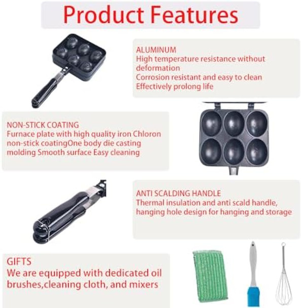 Smiling Egg Waffle Maker Pan Waffle Cake Mold Pot Non-Stick Double Side Egg Waffle MakerComes With Silicone Oil BrushStirrer And Cleaning ClothPerfect For Kids' Breakfast